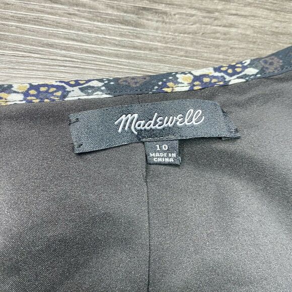 MADEWELL | sz 10 Womens Black/Cream Floral Long Sleeve Peasant Woodland Dress - Picture 6 of 7